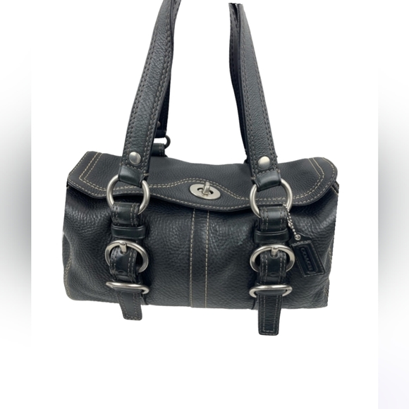 COACH Chelsea Black Pebble Leather Satchel - Picture 3 of 7